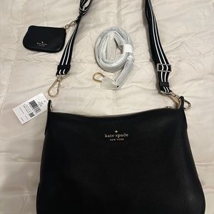 Brand new with tags black Kate Spade with 2 extra straps and coin purse.